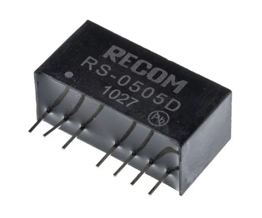 63-7568-25 Recom RS 2W Isolated DC-DC Converter Through Hole, Voltage in 4.5 → 9 V dc, Voltage out ±5V dc RS-0505D