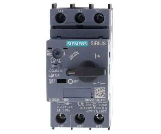 63-7721-90 Siemens Sirius Innovation 690 V Motor Protection Circuit Breaker, 3P Channels, 0.7 → 1 A, 100 kA 3RV2011-0JA10