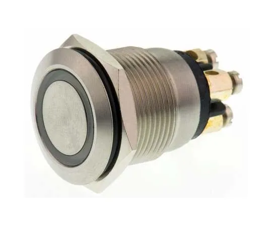 63-7730-35 Bulgin Single Pole Single Throw (SPST) Momentary Push Button Switch, IP66, 19.2 (Dia.)mm, Panel Mount, 24V dc MPI002/TERM/D1