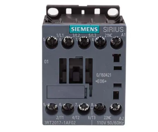 63-7721-43 Siemens 3 Pole Contactor, 12 A, 110 V ac Coil, SIRIUS Innovation, 3NO, 5.5 kW 3RT2017-1AF02