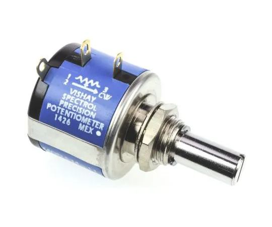 63-7560-55 Vishay 534 Series Wirewound Potentiometer with a 6.35 mm Dia. Shaft 10-Turn, 50kΩ, ±5%, 2W, ±20ppm/°C, Panel Mount 534B1503JL