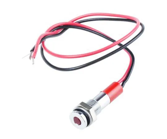 63-7708-64　RS PRO Red Indicator, 12 V dc, 6mm Mounting Hole Size, Lead Wires Termination, IP67　700-1805
