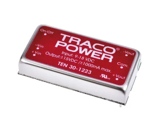 63-7658-85　TRACOPOWER TEN 30 30W Isolated DC-DC Converter Through Hole, Voltage in 9 → 18 V dc, Voltage out ±15V dc　TEN 30-1223
