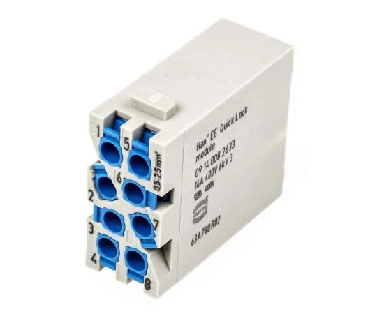 63-7711-16 Han-Modular Series Male Module, 8 Way, Rated At 16A, 400 V, Han EE Quick Lock 9140082633