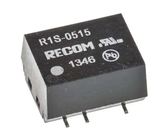 63-7722-85 Recom R1S 1W Isolated DC-DC Converter Surface Mount, Voltage in 4.5 → 5.5 V dc, Voltage out 15V dc R1S-0515
