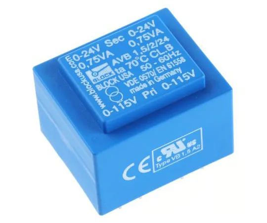 63-7663-67 24V ac 2 Output Through Hole PCB Transformer, 1.5VA AVB1.5/2/24
