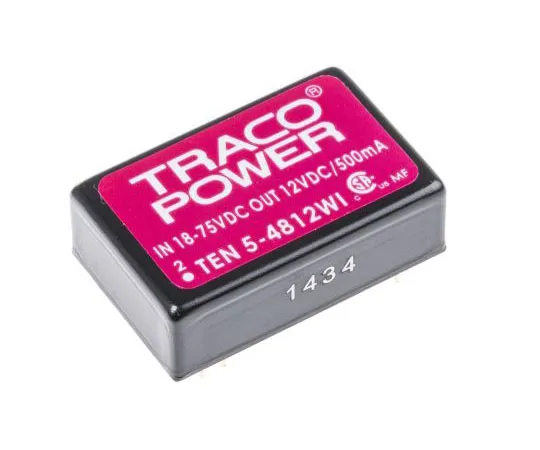 63-7620-77 TRACOPOWER TEN 5WI 6W Isolated DC-DC Converter Through Hole, Voltage in 18 → 75 V dc, Voltage out 12V dc TEN 5-4812WI