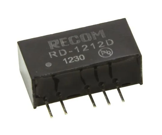 63-7673-65 Recom RD 2W Isolated DC-DC Converter Through Hole, Voltage in 10.8 → 13.2 V dc, Voltage out ±12V dc RD-1212D