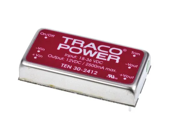 63-7658-92 TRACOPOWER TEN 30 30W Isolated DC-DC Converter Through Hole, Voltage in 18 → 36 V dc, Voltage out 12V dc TEN 30-2412