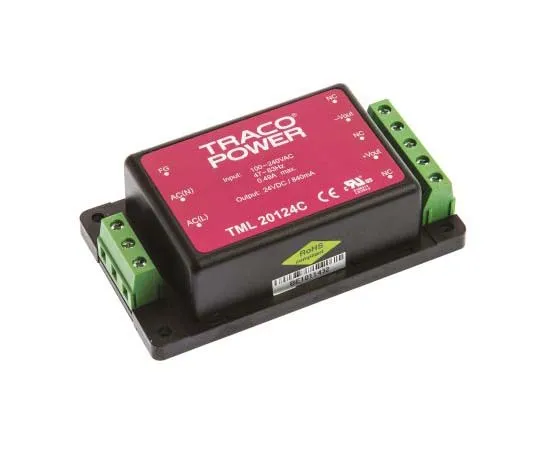 63-7725-75　TRACOPOWER 20W 1 Output Embedded Switch Mode Power Supply SMPS, 840mA, 24V dc Encapsulated　TML 20124C