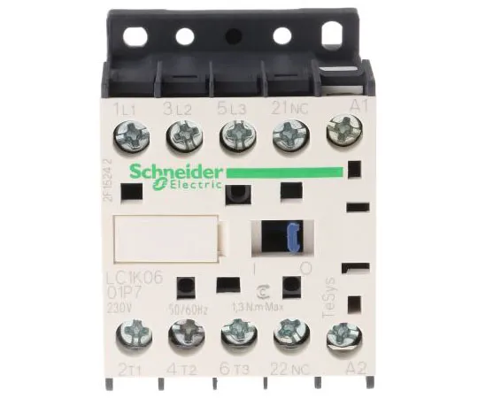 63-7631-29 Schneider Electric 3 Pole Contactor, 6 A, 230 V ac Coil, TeSys K, 3NO, 2.2 kW LC1K0601P7