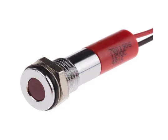 63-7708-79 RS PRO Red Indicator, 12 V dc, 8mm Mounting Hole Size, Lead Wires Termination, IP67 700-1906