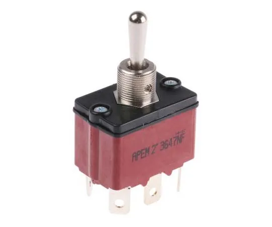 63-7701-38 Apem Double Pole Single Throw (DPST) Toggle Switch, Momentary, IP67, Panel Mount 3647NF/2