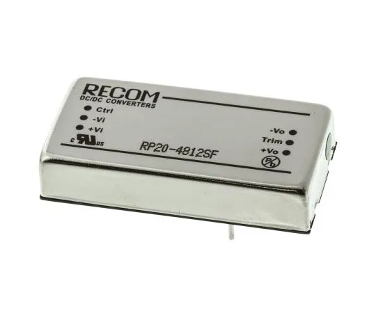 63-7559-83 Recom RP20 F 20W Isolated DC-DC Converter Through Hole, Voltage in 36 → 75 V dc, Voltage out 12V dc RP20-4812SF