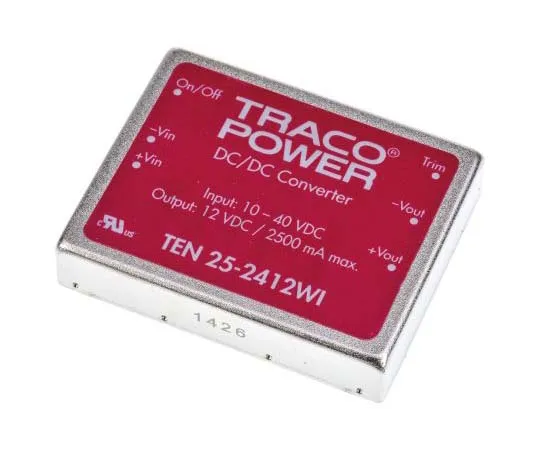 63-7725-28 TRACOPOWER TEN 25WI 25 W, 30 W Isolated DC-DC Converter Through Hole, Voltage in 10 → 40 V dc, Voltage out 12V dc TEN 25-2412WI