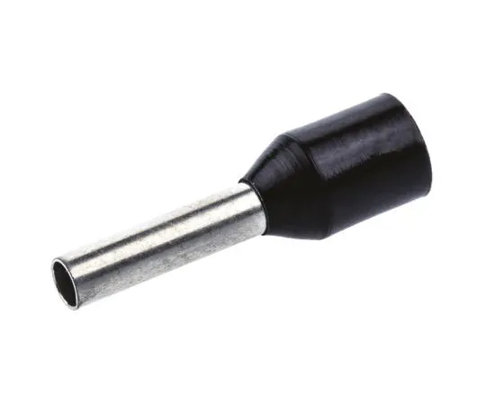 63-7603-13 RS PRO Insulated Crimp Bootlace Ferrule, 8mm Pin Length, 2mm Pin Diameter, 1.5mm² Wire Size, Black 513-2613