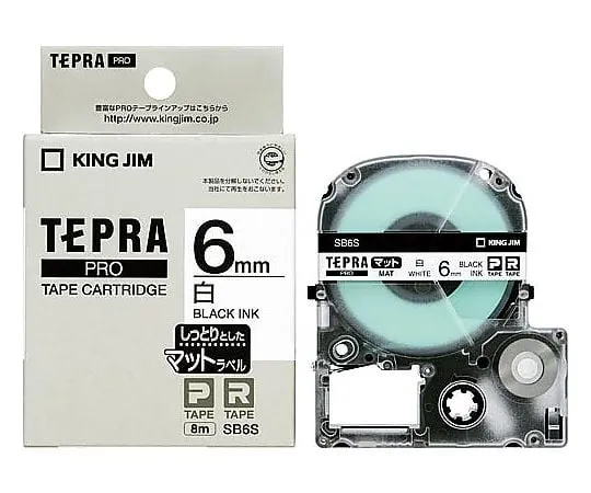 62-6875-45 Tepla PRO Tape Cartridge Matte Label in white with black text 6mm wide x 8m SB6S