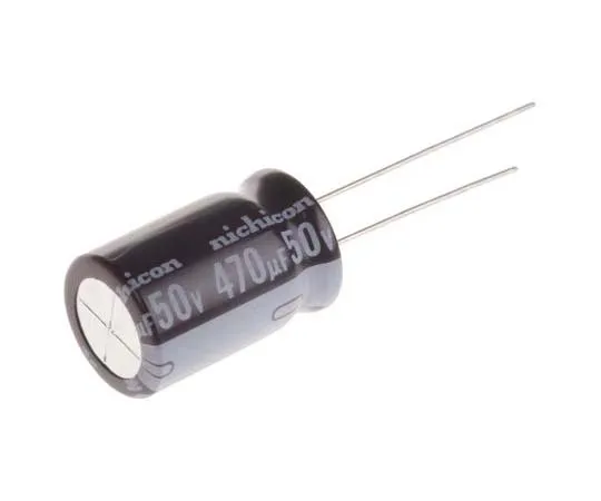 63-7747-02　Nichicon 470μF 50V dc Aluminium Electrolytic Capacitor, Through Hole 12.5 (Dia.) x 20mm +105°C 12.5mm 5mm　UPW1H471MHD