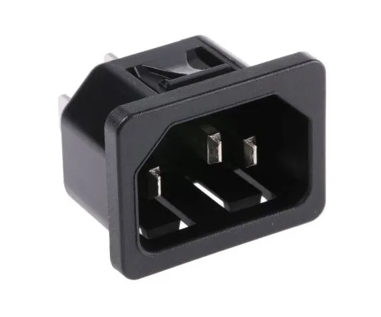 63-7620-38 Schurter C14 Snap-In IEC Plug Male, 10A, 250 V ac 6100.432
