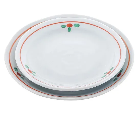 63-7196-59 Japanese tableware collection Akae Hanamon round plate 4 cm 8181470