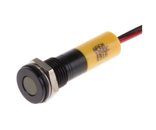 63-7709-01 RS PRO Yellow Indicator, 12 V dc, 8mm Mounting Hole Size, Lead Wires Termination, IP67 700-1984