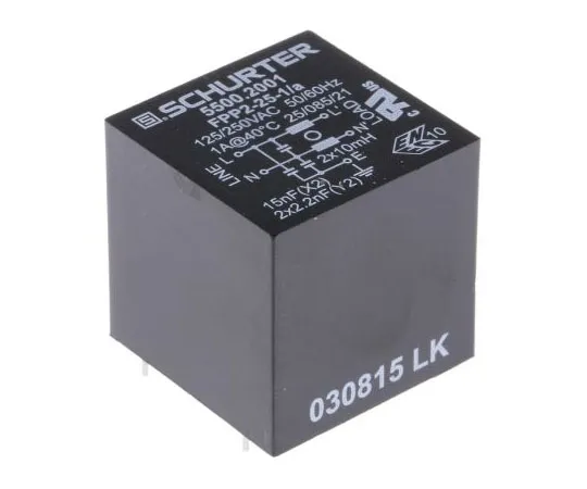 63-7585-69 Schurter FPP2 Series 1A 250 V ac 60Hz Through Hole RFI Filter, with Pin Terminals 5500.2001