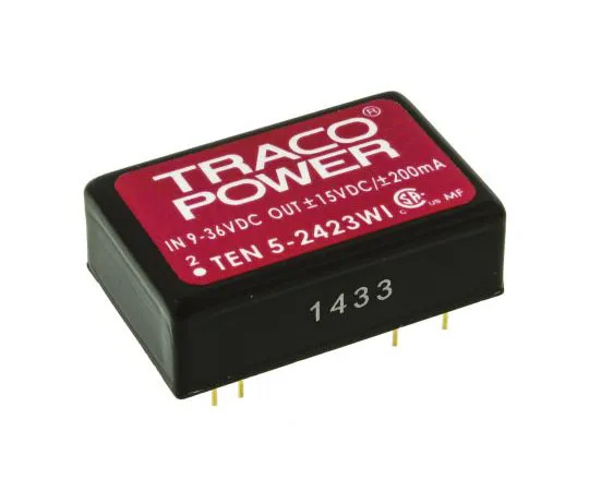 63-7620-74 TRACOPOWER TEN 5WI 6W Isolated DC-DC Converter Through Hole, Voltage in 9 → 36 V dc, Voltage out ±15V dc TEN 5-2423WI