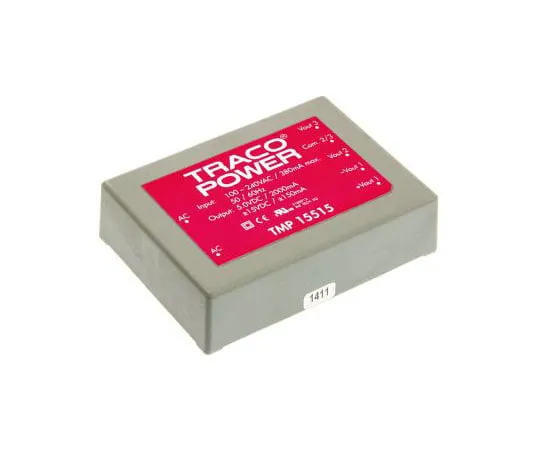 63-7654-62 TRACOPOWER 15W Triple Output Embedded Switch Mode Power Supply SMPS, 2 A, 150 mA, 5/±15V dc Encapsulated TMP 15515