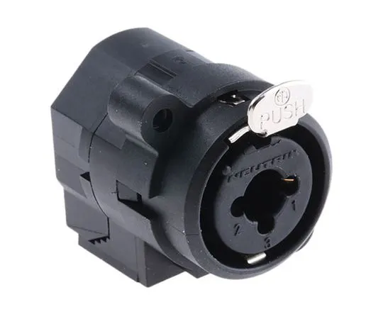 63-7562-42 Neutrik 3 Way Chassis Mount XLR Connector, Female, Gold over Nickel Plated Contacts, 50 V KPTD-3216SYC