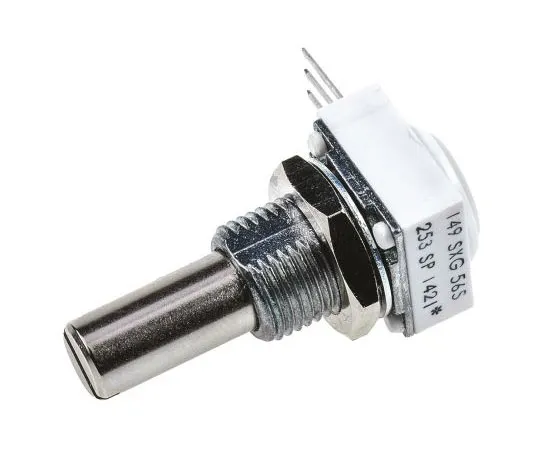 63-7578-19 Vishay 1 Gang Rotary Cermet Potentiometer with a 6.35 mm Dia. Shaft, 25kΩ, ±10%, 1W, Linear 14910F0GJSX10253KA 14910F0GJSX10253KA