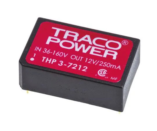 63-7658-61 TRACOPOWER THP 3 3W Isolated DC-DC Converter Through Hole, Voltage in 36 → 160 V dc, Voltage out 12V dc Medical THP 3-7212