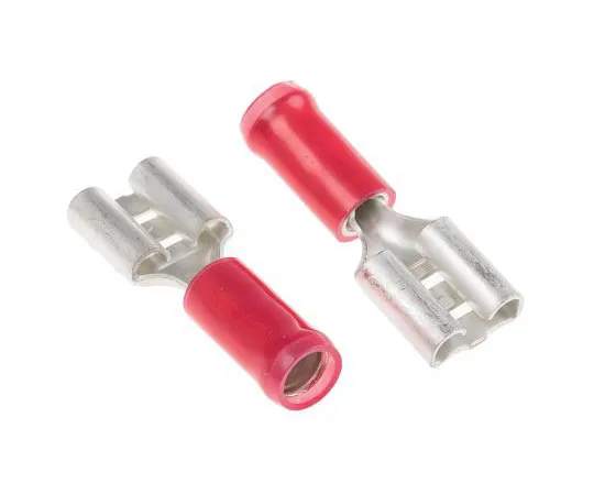 63-7682-02 TE Connectivity PIDG FASTON .250 Series Red Insulated Crimp Receptacle, 6.35 x 0.81mm, 0.3mm² to 1.5mm², 22AWG to 9-160583-5