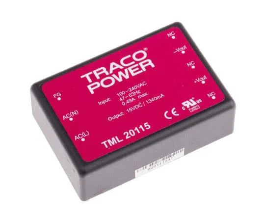 63-7725-60 TRACOPOWER 20W 1 Output Embedded Switch Mode Power Supply SMPS, 1.34A, 15V dc Encapsulated TML 20115