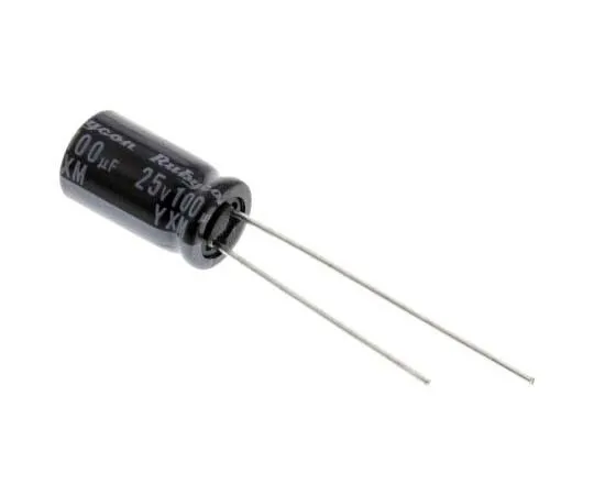 63-7719-11 Rubycon 100μF 25V dc Aluminium Electrolytic Capacitor, Through Hole 6.3 (Dia.) x 11mm +105°C 6.3mm 2.5mm 25YXM100MEFC6.3X11