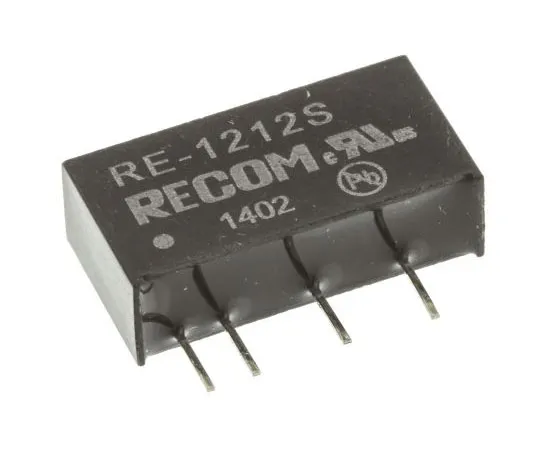 63-7568-02 Recom RE 1W Isolated DC-DC Converter Through Hole, Voltage in 10.8 → 13.2 V dc, Voltage out 12V dc RE-1212S