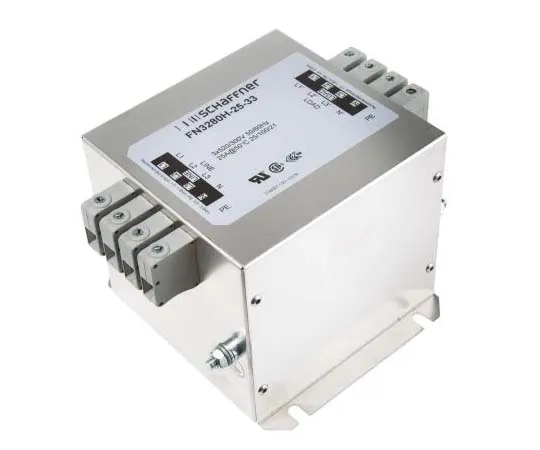 63-7730-67 Schaffner FN 3280 Series 25A 520 V ac 60Hz Flange Mount RFI Filter, with Screw Terminals FN3280H-25-33