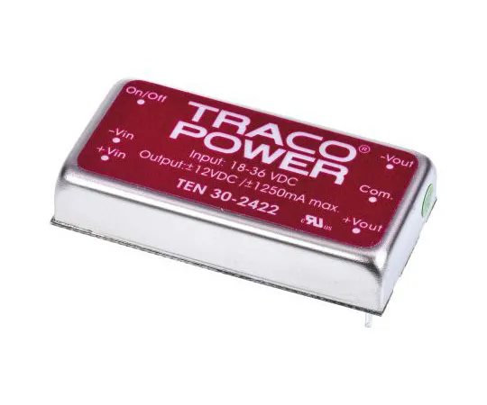 63-7658-93 TRACOPOWER TEN 30 30W Isolated DC-DC Converter Through Hole, Voltage in 18 → 36 V dc, Voltage out ±12V dc TEN 30-2422