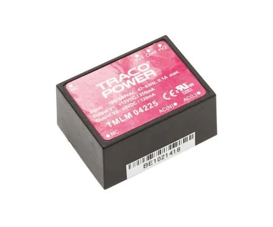 63-7725-52 TRACOPOWER 3.6W Dual Output Embedded Switch Mode Power Supply SMPS, 120 mA, 250 mA, 5/12V dc Encapsulated TMLM 04225