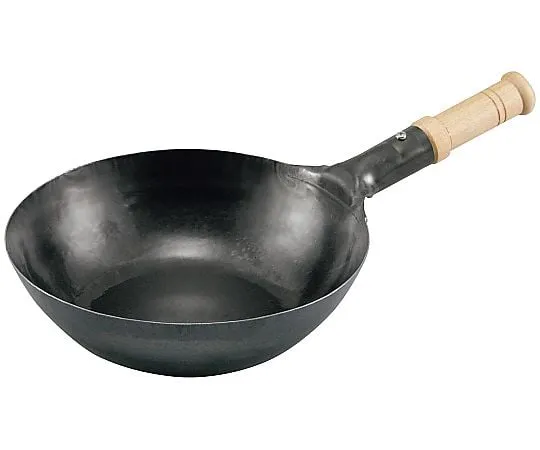 69-5181-08 Yamada Iron Wooden Pattern Chinese Single-handed Pot 27 cm Flat Bottom for IH (Plate Thickness 2.3 mm) 1025180