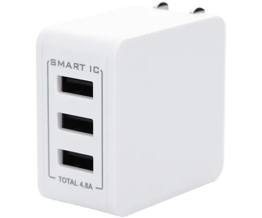 65-9216-62 Smart IC Quick Charge 2.4 A Output USB Type-A 3 Port AC Charger White OWL-ACU348AS-WH