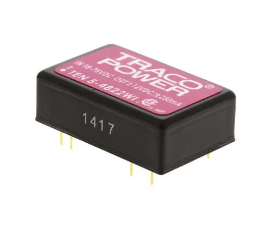 63-7620-78 TRACOPOWER TEN 5WI 6W Isolated DC-DC Converter Through Hole, Voltage in 18 → 75 V dc, Voltage out ±12V dc TEN 5-4822WI
