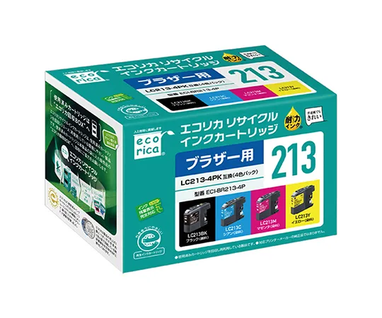 63-1833-04 ECORICA Recycled Ink Cartridge ECI-BR213-4P