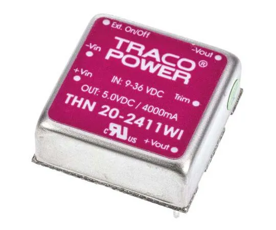 63-7725-18 TRACOPOWER THN 20WI 20W Isolated DC-DC Converter Through Hole, Voltage in 9 → 36 V dc, Voltage out 5V dc THN 20-2411WI