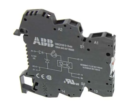 63-7718-23　ABB Optocoupler, Max. Forward 12 V, Max. Input 9 mA, 70mm Length, DIN Rail Mounting Style　1SNA645047R0000  OBIC0100-5-12VDC