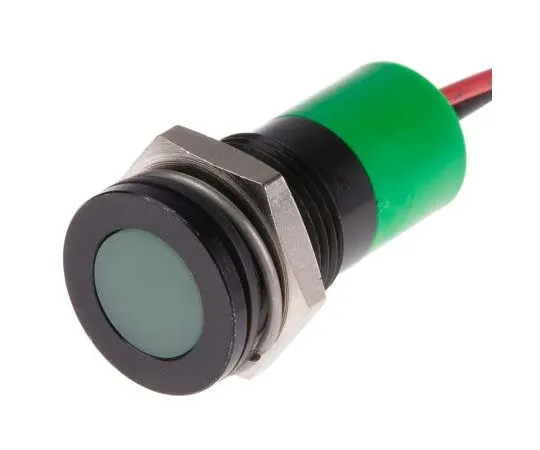 63-7718-13　RS PRO Green Indicator, 6 → 36 V dc, 14mm Mounting Hole Size, Lead Wires Termination, IP67　703-9099