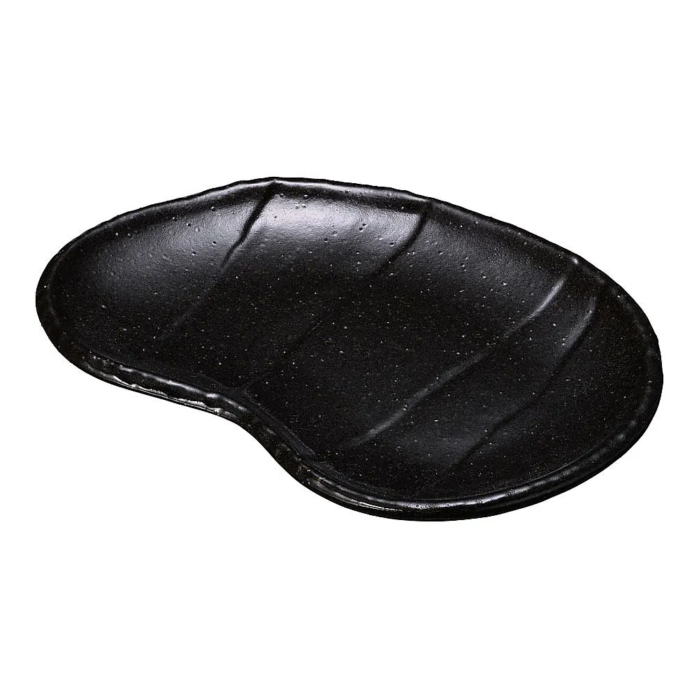 62-6841-76 Black Glaze Sofa Bean Plate T03-123