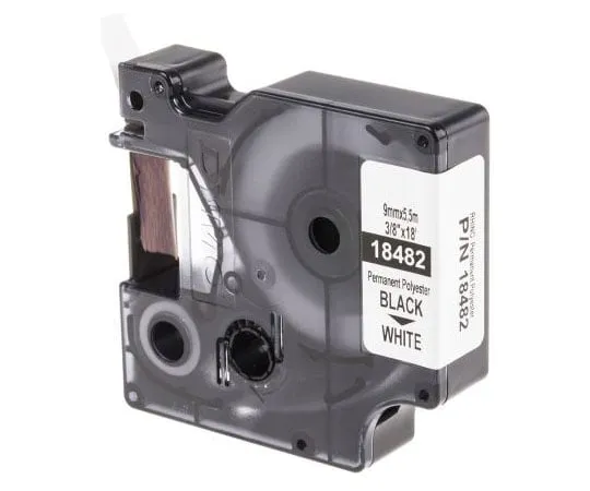 63-7571-14 Dymo Black on White Label Printer Tape, 9 mm Width, 5.5 m Length 18462