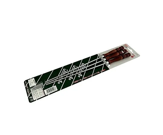 67-2473-05 Wood Handle Flat Barbecue Skewer (3-Piece Set) (Chrome Plated) 390mmTS-96