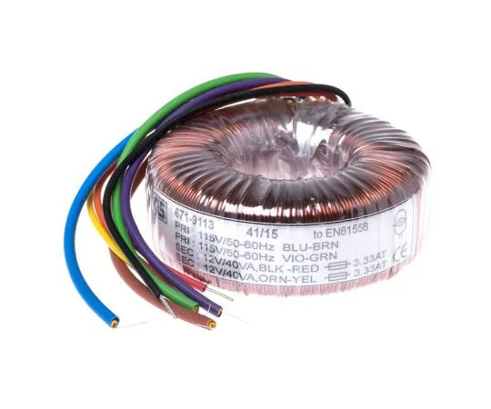 63-7671-07 2 Output Toroidal Transformer, 80VA, 2 x 12V ac 173-0129