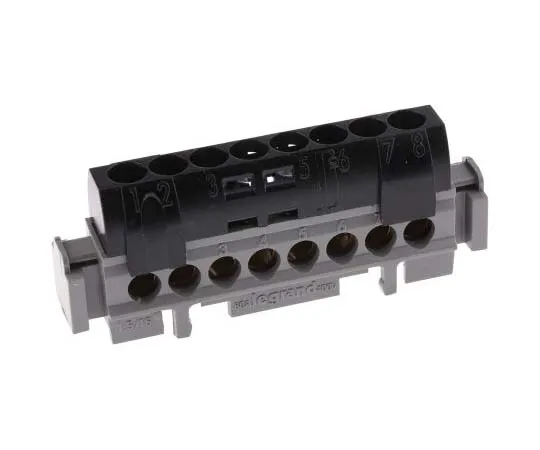 63-7719-82 Legrand Distribution Block, 1.5 → 16mm², 8 Way, 80A, 400 V ac, Black 0 048 52